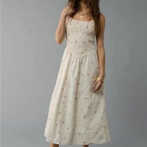 AE American Eagle Bella Midi Dress White/Cream